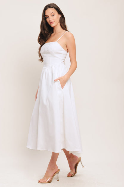 CLOUD PETAL WHITE DENIM MIDI DRESS- FINAL