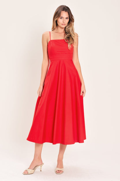 MODERN ROMANCE RED MIDI DRESS