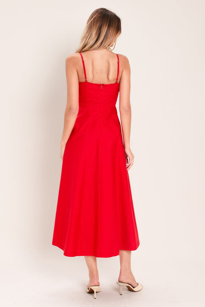 MODERN ROMANCE RED MIDI DRESS