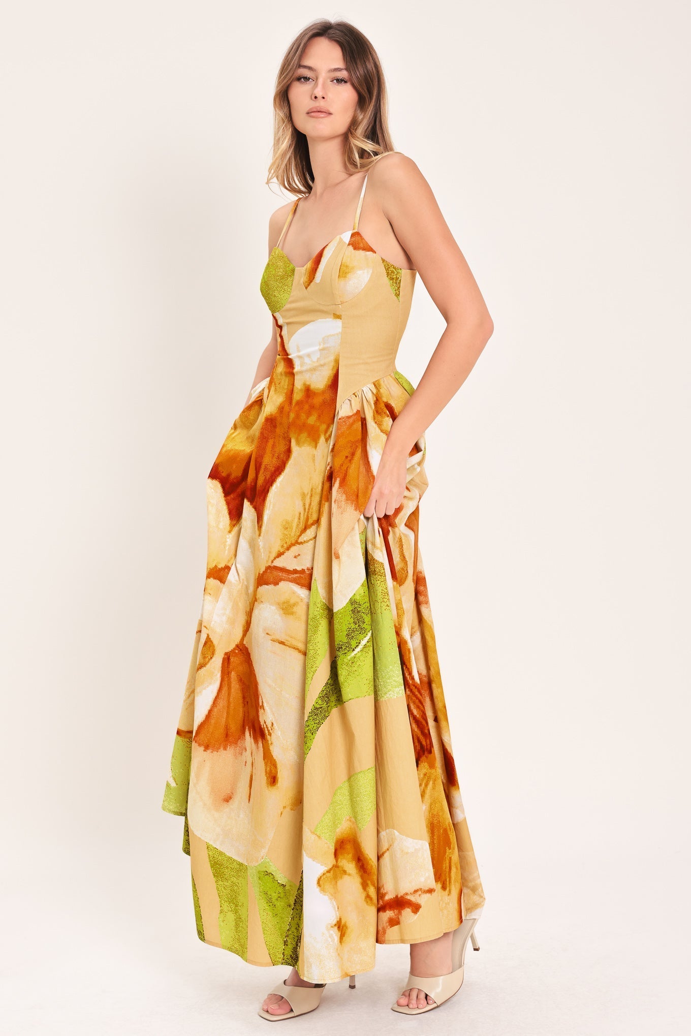 Limoncello Garden Maxi Dress Floral Bustier Dress FINAL
