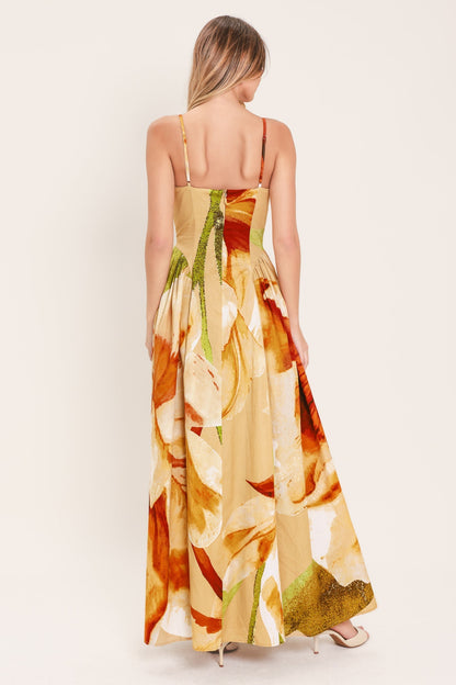 Limoncello Garden Maxi Dress Floral Bustier Dress