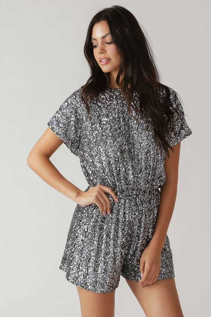 SCOUT SILVER SEQUIN COCKTAIL ROMPER