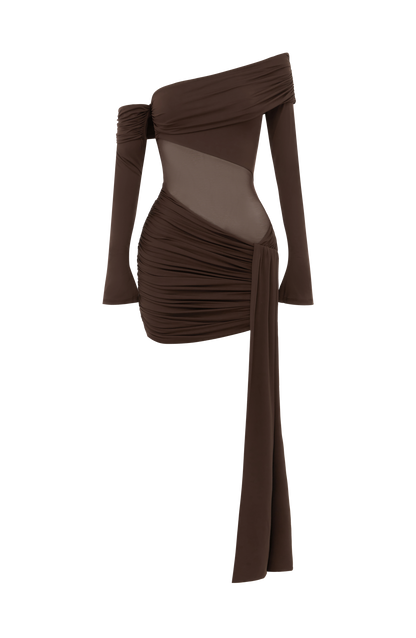 Mavra Mini Dress - Plum Brown