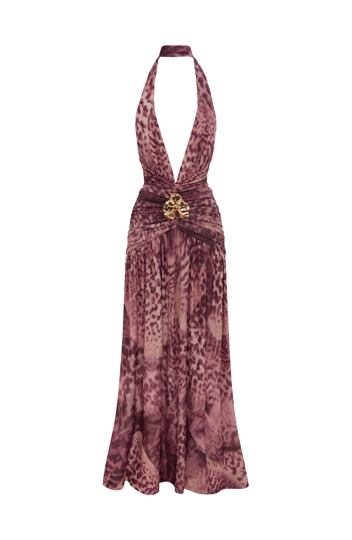 Melania Maxi Dress - Magenta Orchid Print
