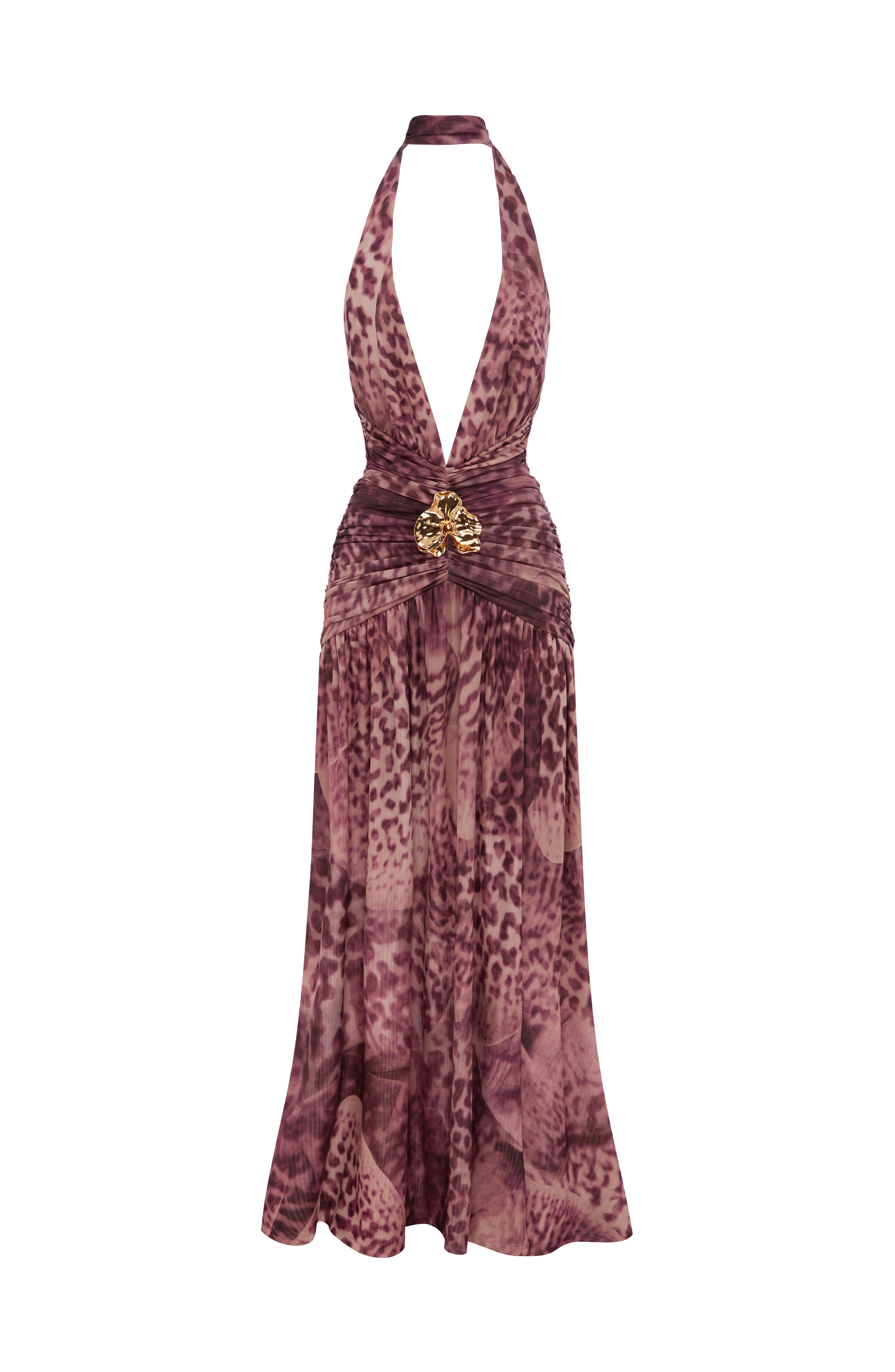 Melania Maxi Dress - Magenta Orchid Print