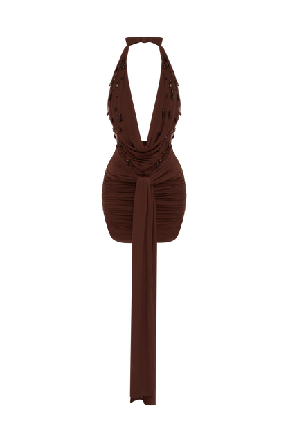 Melona Mini Dress - Plum Brown