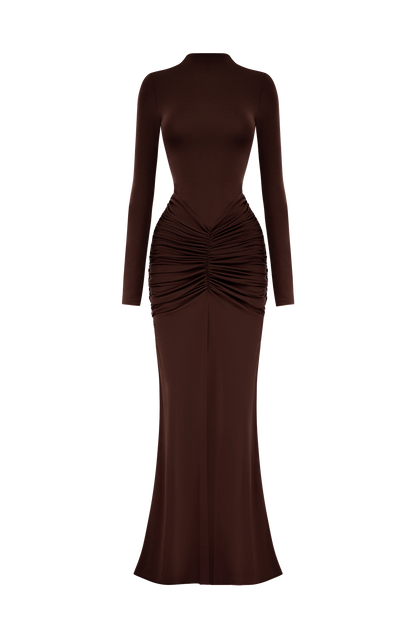 Oriane Maxi Dress - Plum Brown