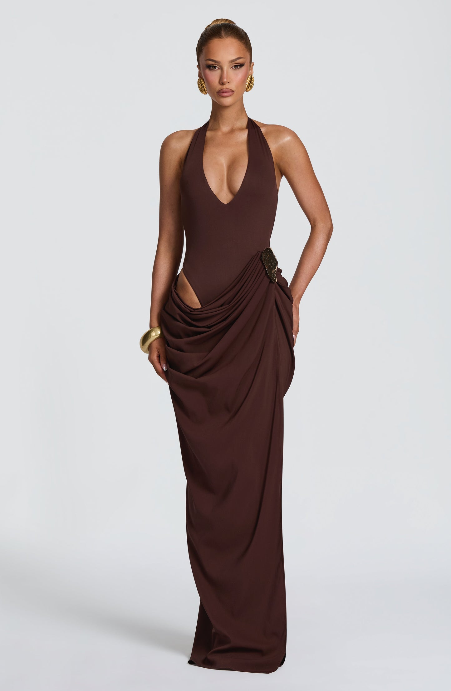 Adele Maxi Dress - Plum Brown