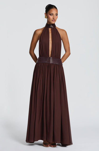 Rosalina Maxi Dress - Plum Brown