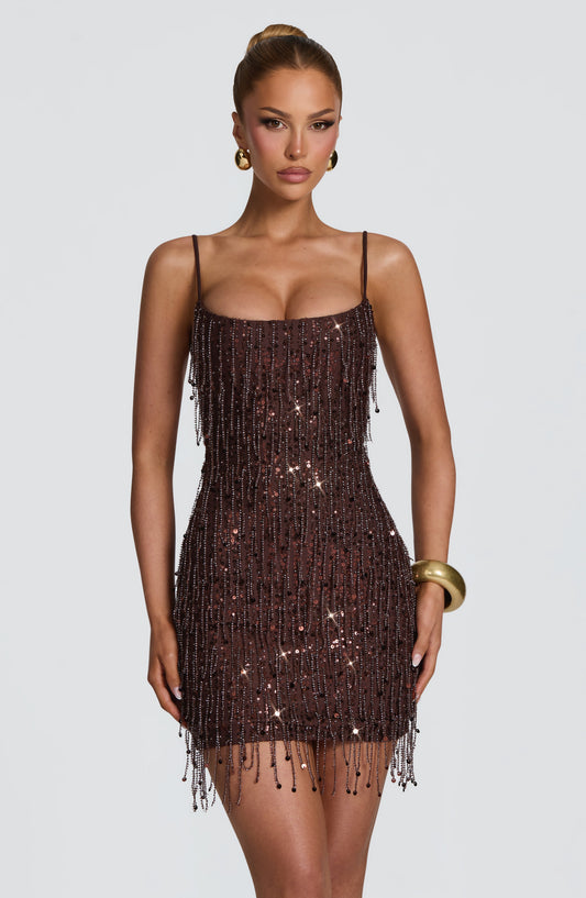 Blaise Mini Dress - Plum Brown