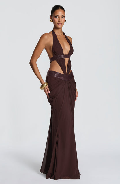 Sophie Maxi Dress - Plum Brown