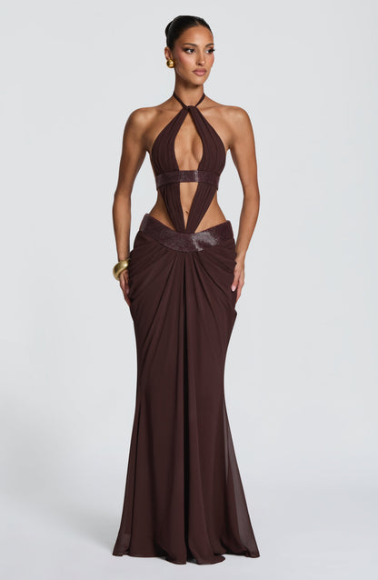 Sophie Maxi Dress - Plum Brown