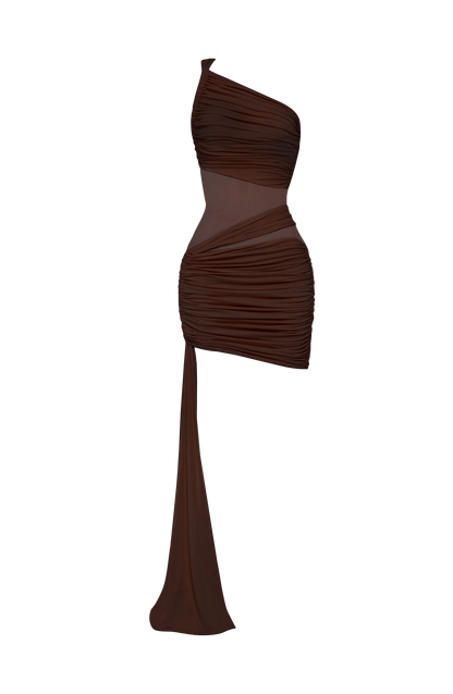 Shazia Mini Dress - Plum Brown