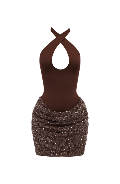 Solea Mini Dress - Plum Brown