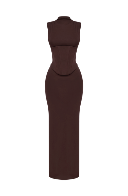 Soline Maxi Dress - Plum Brown