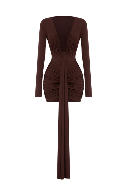 Tara Mini Dress - Plum Brown
