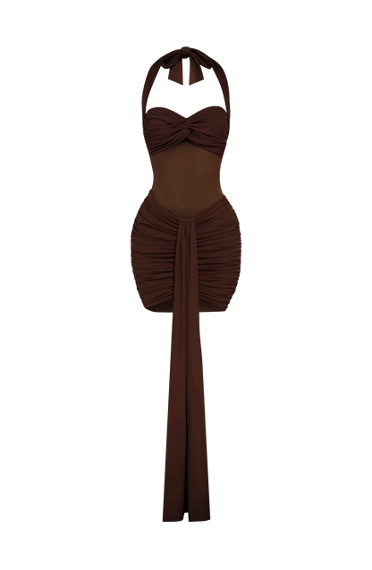 Vixen Mini Dress - Plum Brown