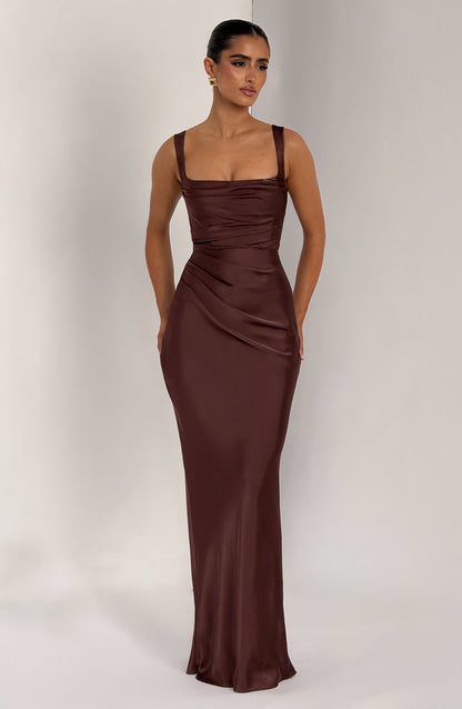 Calanthe Maxi Dress - Plum Brown