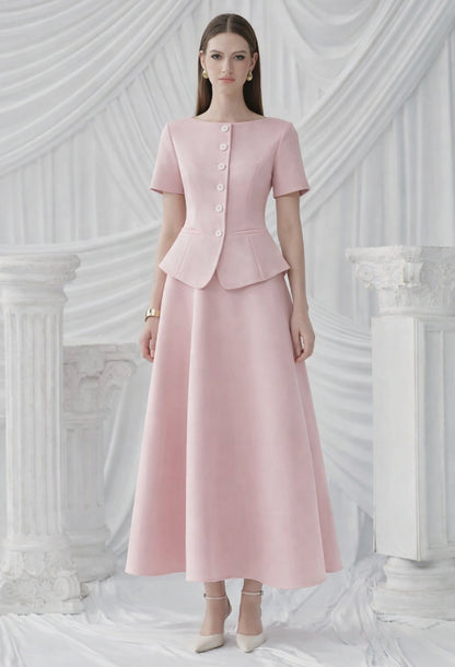 Calliope Top and Skirt Two-Piece Set Pink