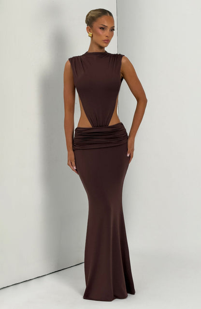 Fenella Maxi Dress - Plum Brown