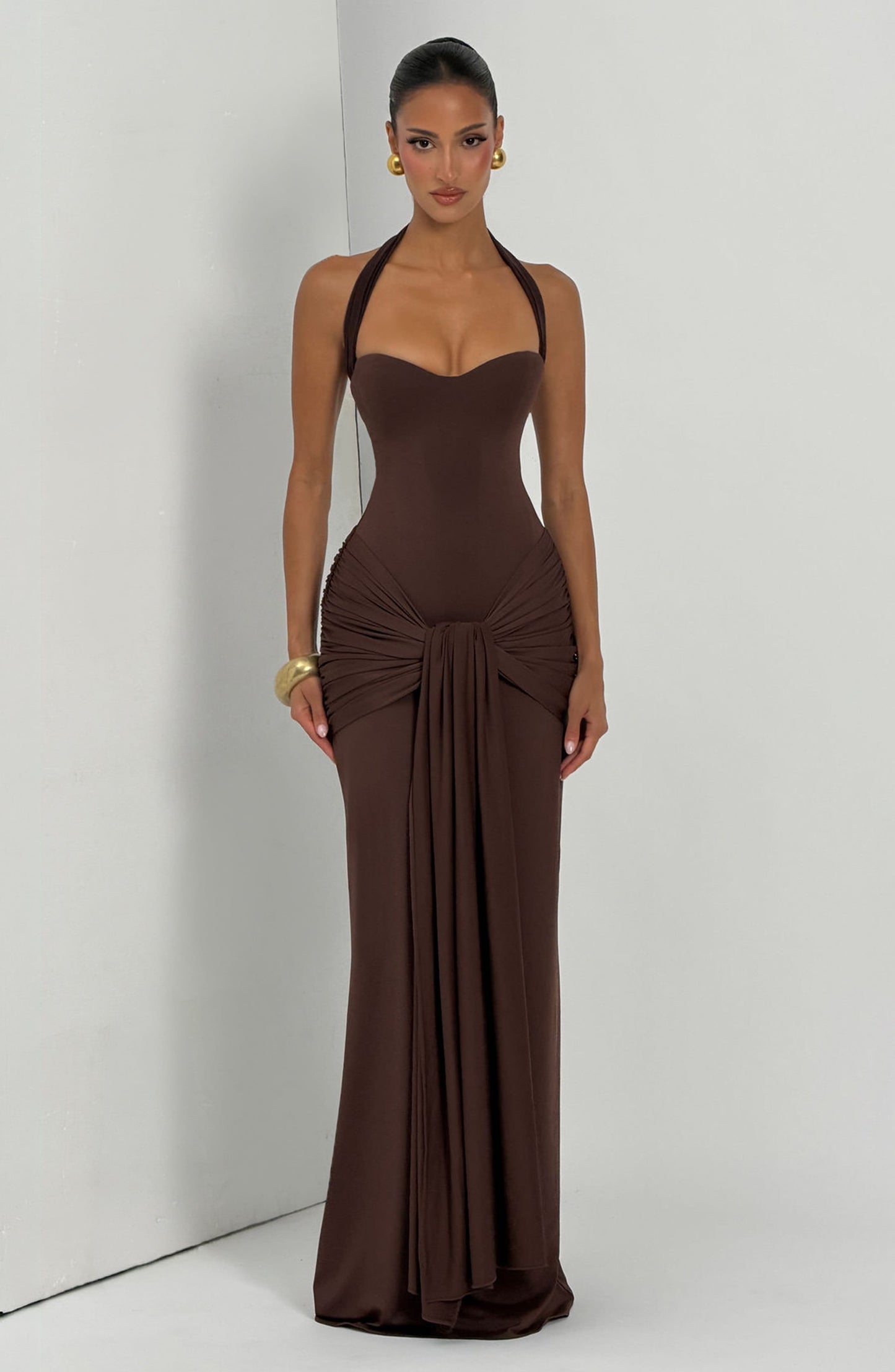 Gia Maxi Dress - Plum Brown