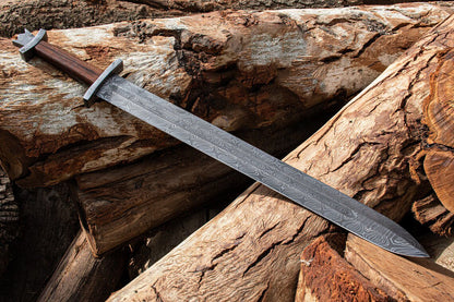 CUSTOM HANDMADE PREMUIM SWORD WITH Decorated Rosewood  Damascus With Damascus Guard  Pommel HANDLE 1