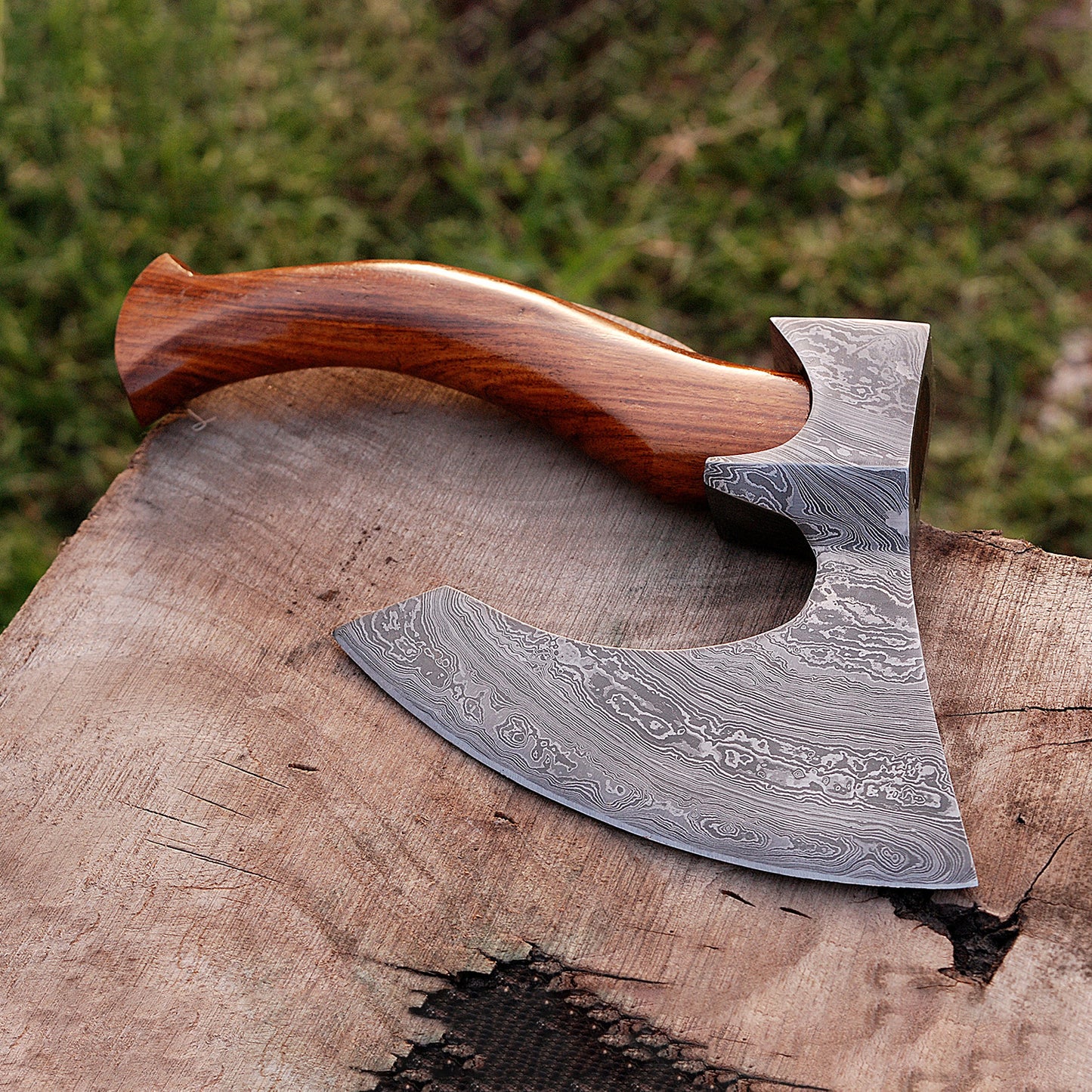 Custom Handmad Beautifull Hunting Damascus Steel Throwing Axe 4