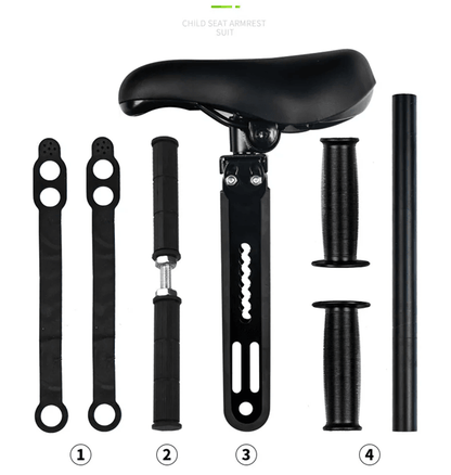 FrontMounted Adjustable Child Bike Seat With Safety Handlebar And Foot Pedals 2