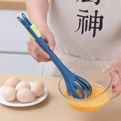 2in1 Multifunctional Egg Beater  Pasta Tongs  Manual Kitchen Whisk And Food Clip 2