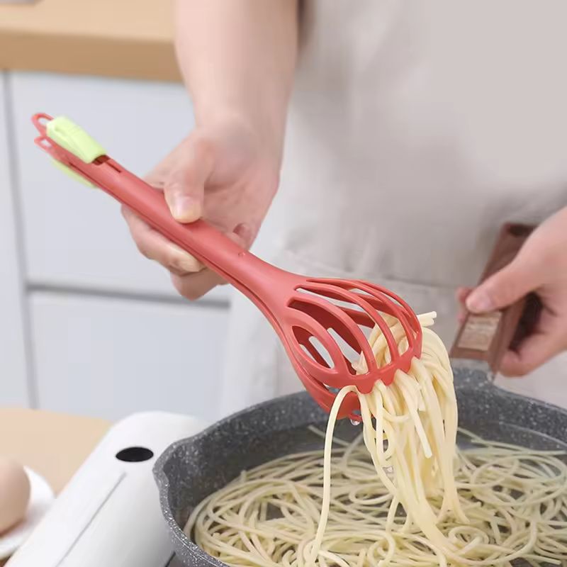 2in1 Multifunctional Egg Beater  Pasta Tongs  Manual Kitchen Whisk And Food Clip 3