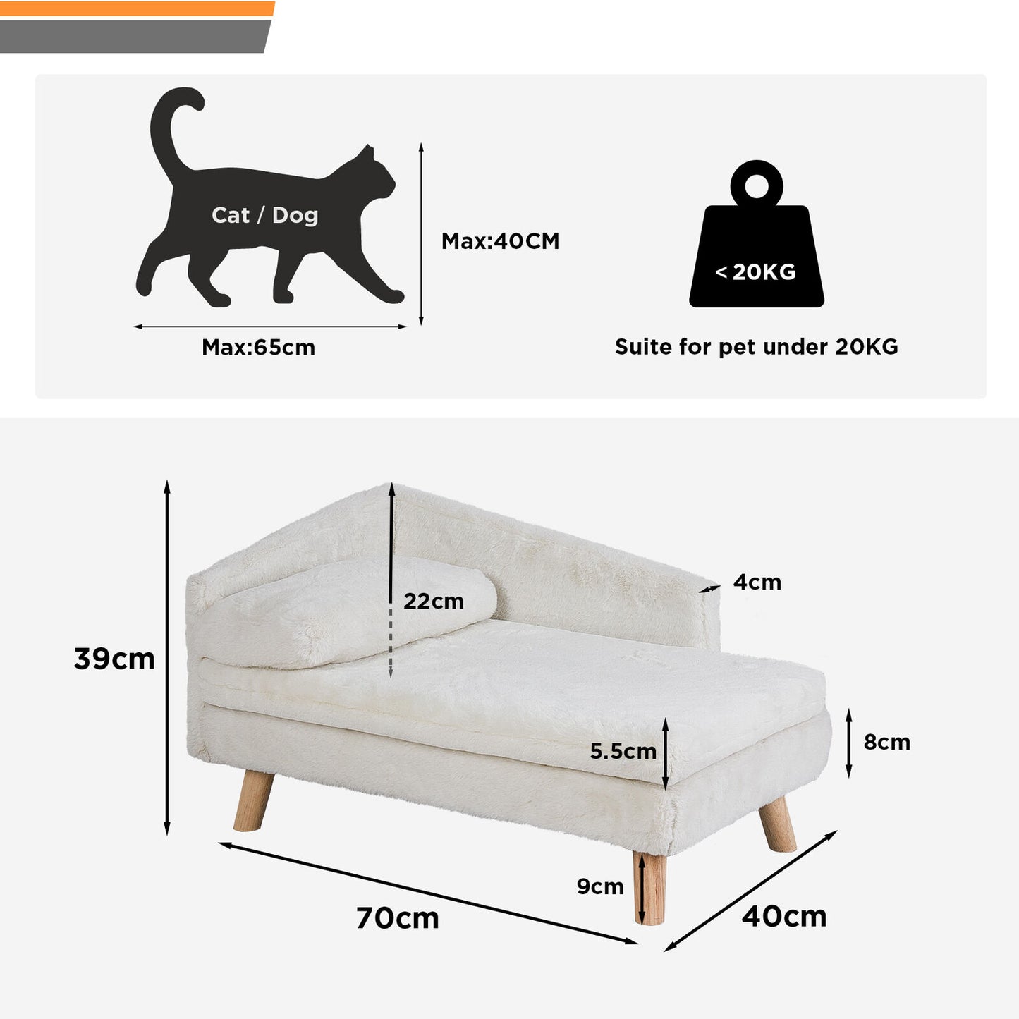 Elevated Pet Bed Solid Wood Leg Dog  Cat Sofa For Indoor Comfort L Shape Plush Couch Lounge With So 6