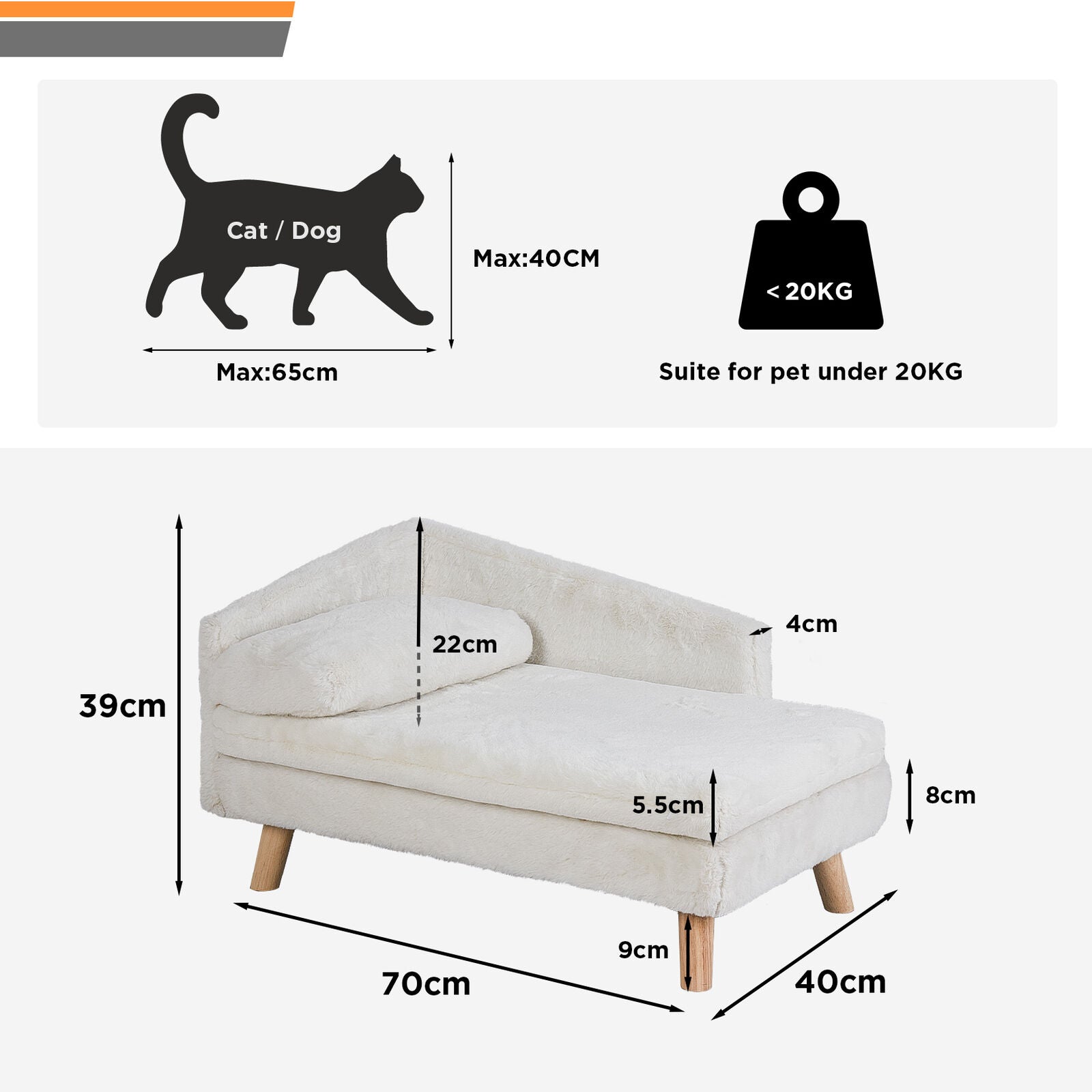 Elevated Pet Bed Solid Wood Leg Dog  Cat Sofa For Indoor Comfort L Shape Plush Couch Lounge With So 6