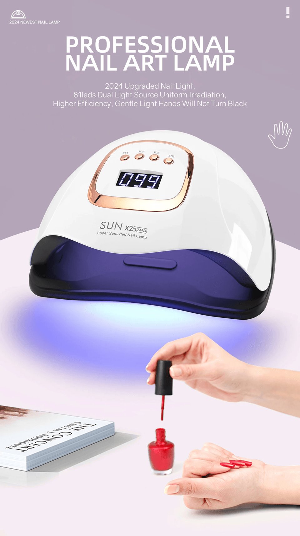 HighPower LED Nail Dryer With Auto Sensor And Timer  FastDrying Professional Nail Lamp 1