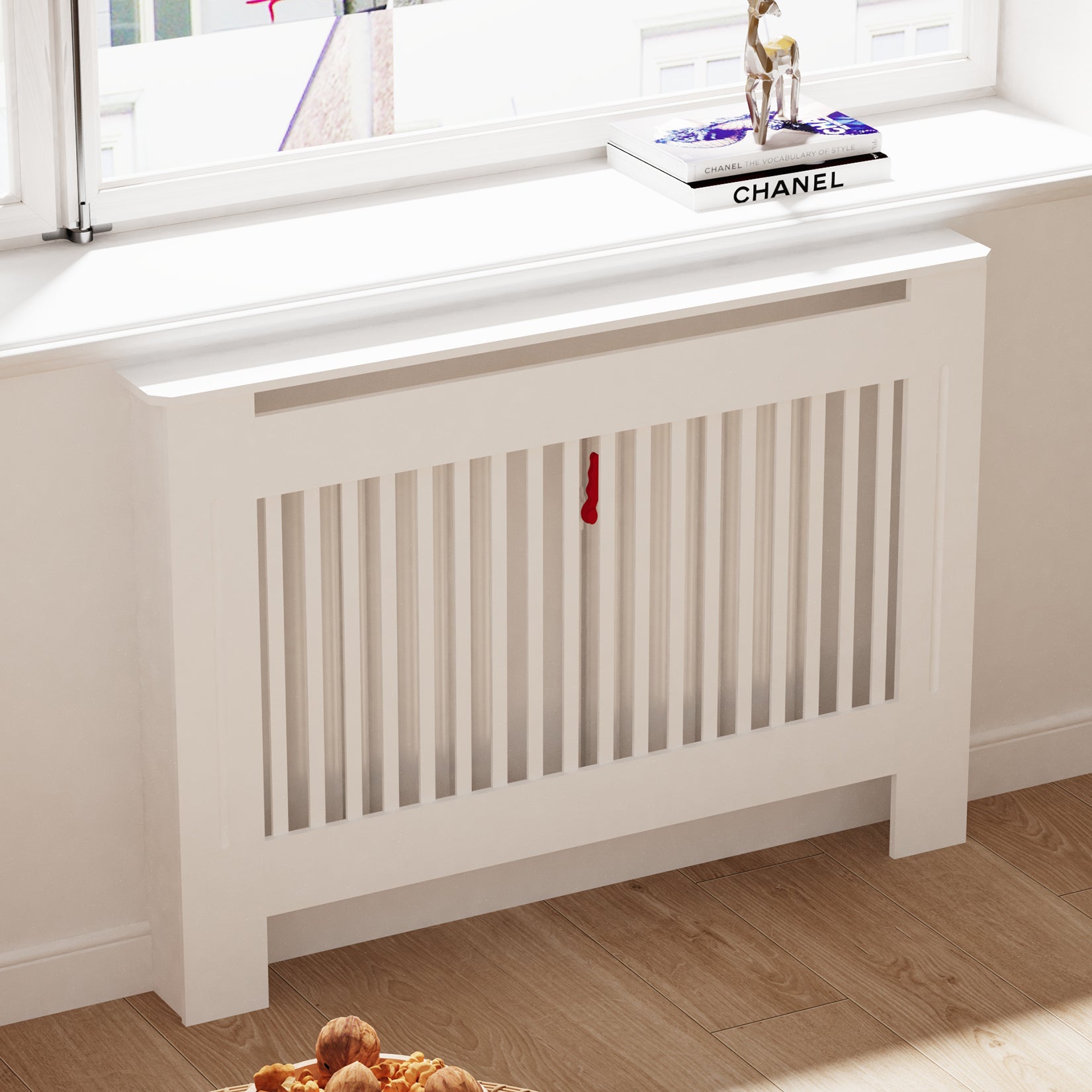 White Radiator Cover Wall Cabinet MDF, Modern Wood Cabinet Grill Cover for Living Room Decor