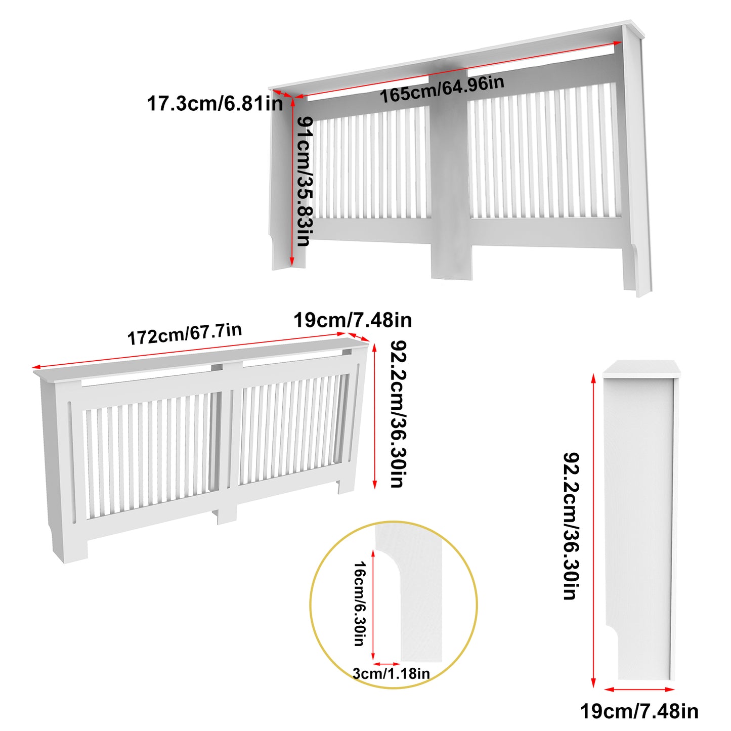 White Radiator Cover Wall Cabinet MDF Modern Wood Cabinet Grill Cover For Living Room Decor 9