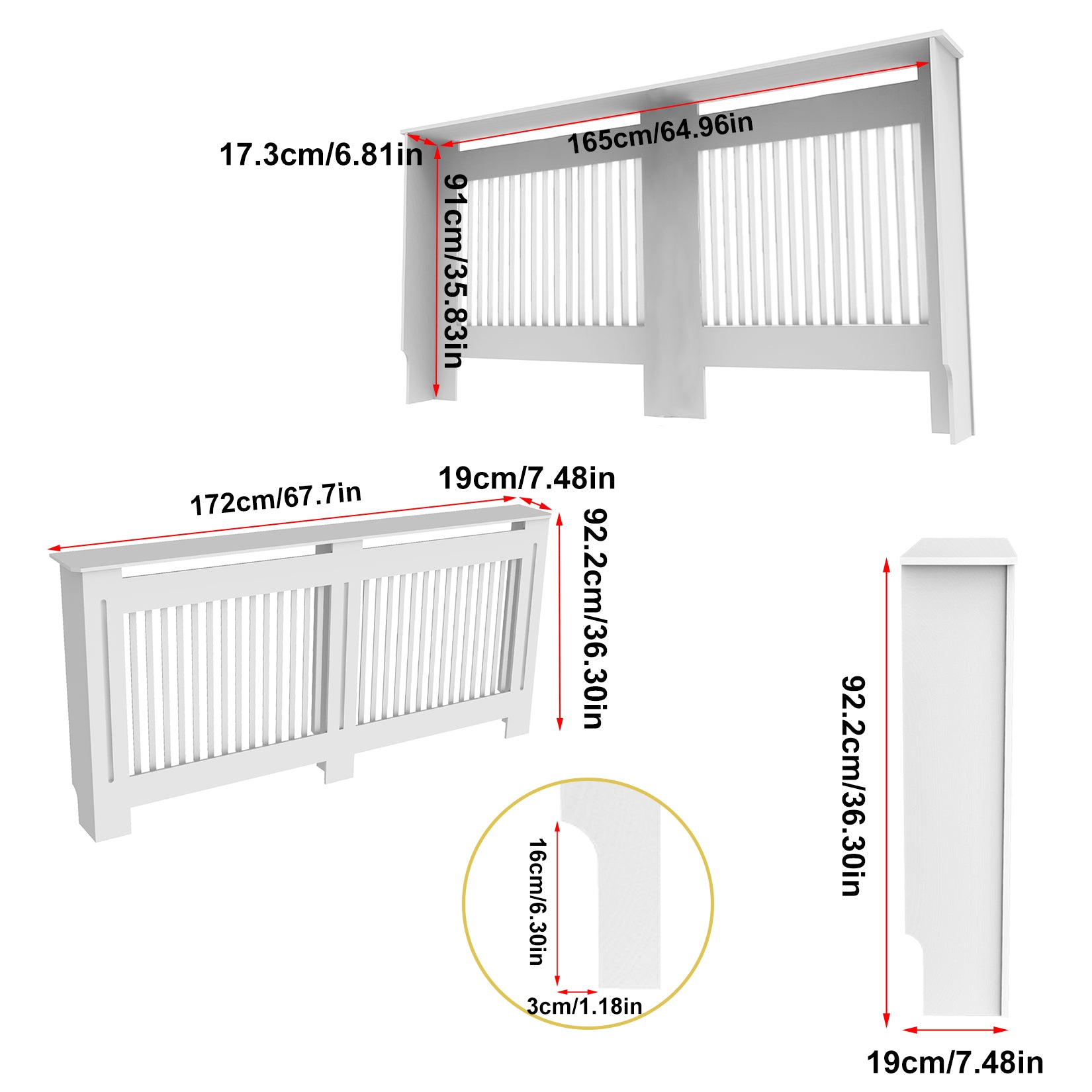 White Radiator Cover Wall Cabinet MDF Modern Wood Cabinet Grill Cover For Living Room Decor 9