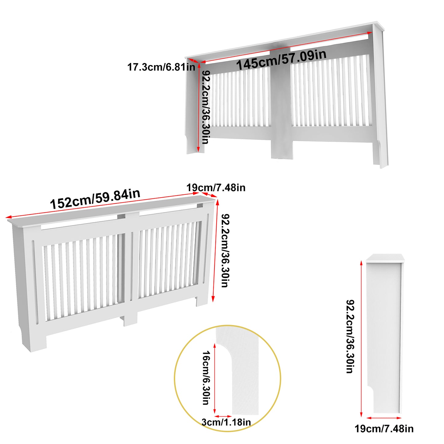 White Radiator Cover Wall Cabinet MDF Modern Wood Cabinet Grill Cover For Living Room Decor 8