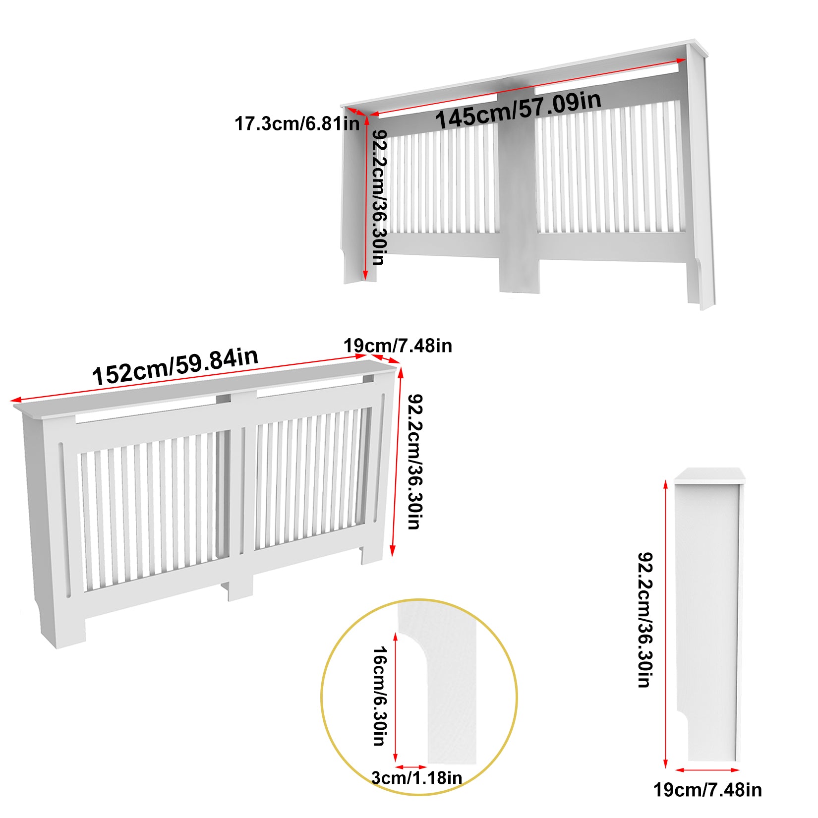 White Radiator Cover Wall Cabinet MDF Modern Wood Cabinet Grill Cover For Living Room Decor 8