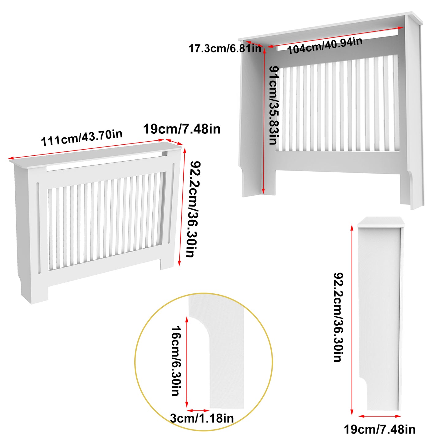White Radiator Cover Wall Cabinet MDF Modern Wood Cabinet Grill Cover For Living Room Decor 7