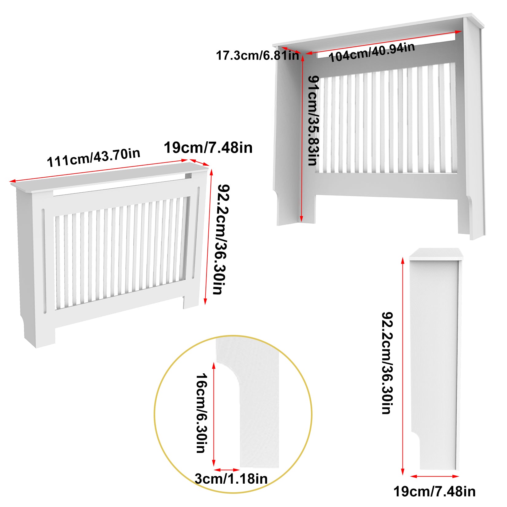 White Radiator Cover Wall Cabinet MDF Modern Wood Cabinet Grill Cover For Living Room Decor 7