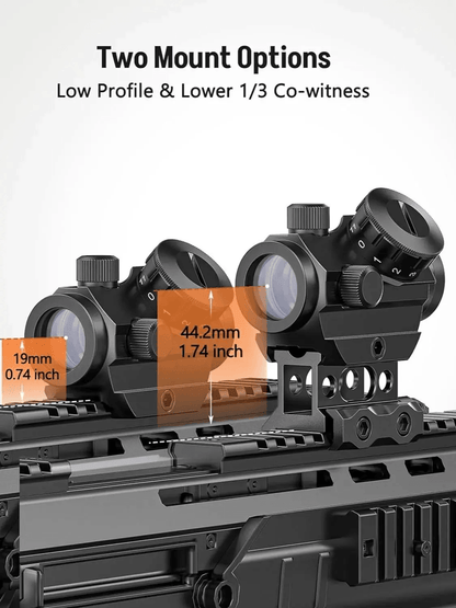 MidTen 2MOA Red Dot Sight 1x25mm Reflex – Waterproof, Shockproof, Fog-Proof with 1-Inch Riser Mount