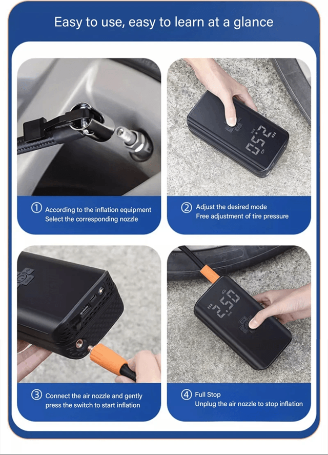 Portable Wireless Tire Inflator  150 PSI Cordless Air Compressor With Digital Display And Auto Shut 1
