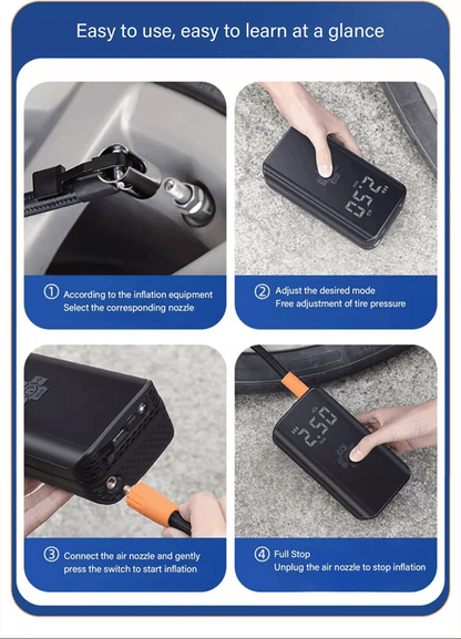 Portable Wireless Tire Inflator  150 PSI Cordless Air Compressor With Digital Display And Auto Shut 1