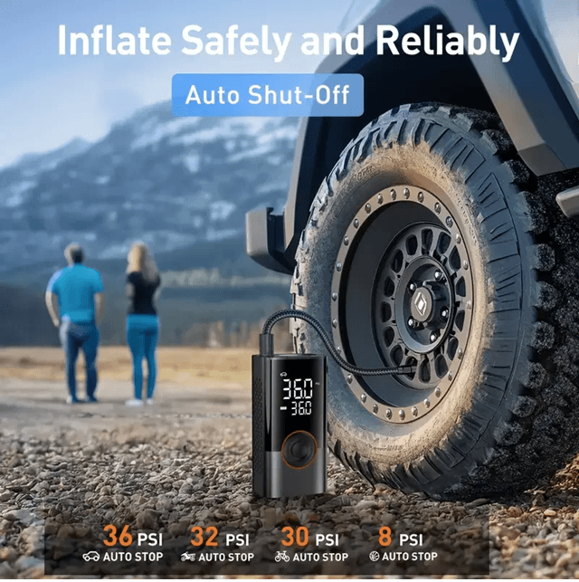 Portable Wireless Tire Inflator  150 PSI Cordless Air Compressor With Digital Display And Auto Shut 3