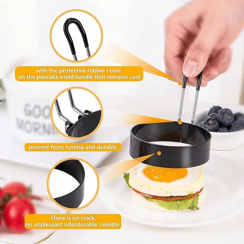 Stainless Steel Nonstick Egg Rings  Perfect Round Eggs Every Time 2