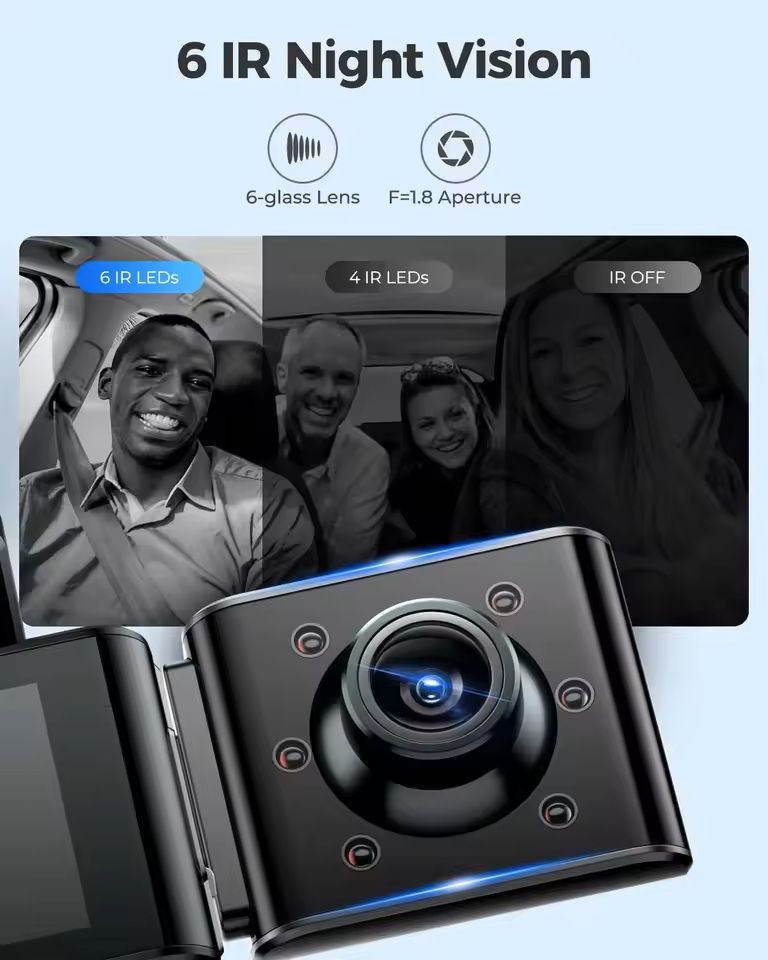 4K Front And Rear Dash Cam With GPS WiFi And IR Night Vision 1