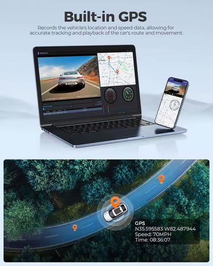 4K Front And Rear Dash Cam With GPS WiFi And IR Night Vision 3