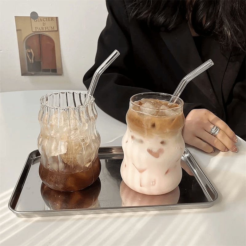 530ml Heat-Resistant Glass Tumbler with Stripe Design