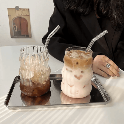 530ml Heat-Resistant Glass Tumbler with Stripe Design