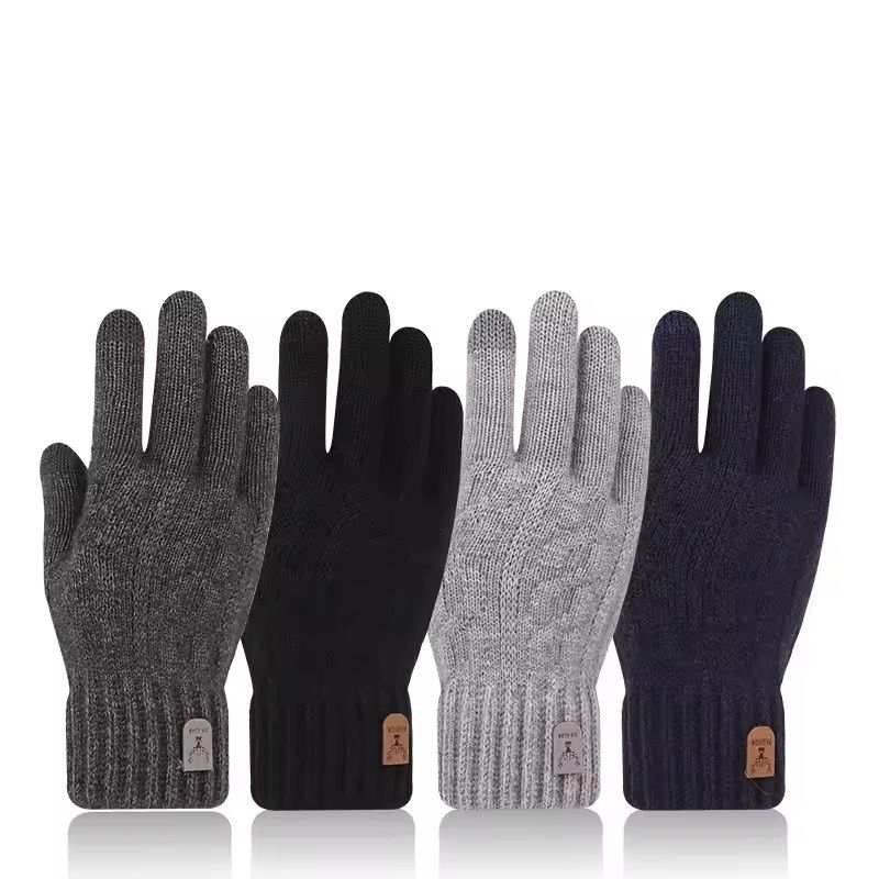Men's Winter Touchscreen Knit Gloves with Fleece Lining